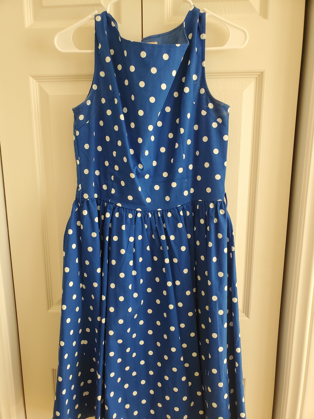 Lindy Bop Blue Polka Dot Sleeveless Dress